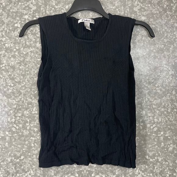 Carducci Black Ribbed Sleeveless Shell Top - Size Large - Cable Knit Accent - Picture 1 of 5